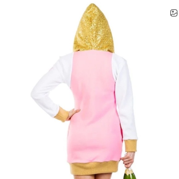 Tipsy Elves Zip up Sequin Hoodie Dress Rose Champagne Large Comfy Costume NWOT - Picture 2 of 11
